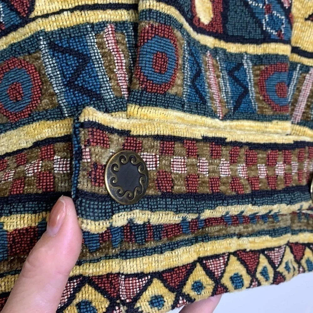 To Die For || 100% Cotton Vintage Cropped Woven Tapestry Southwestern Jacket S